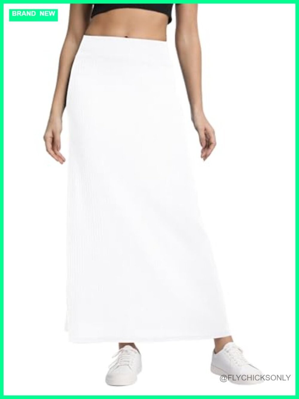 High Waist A-Line Maxi Skirt Comfy Ribbed Knit Long Skirt
